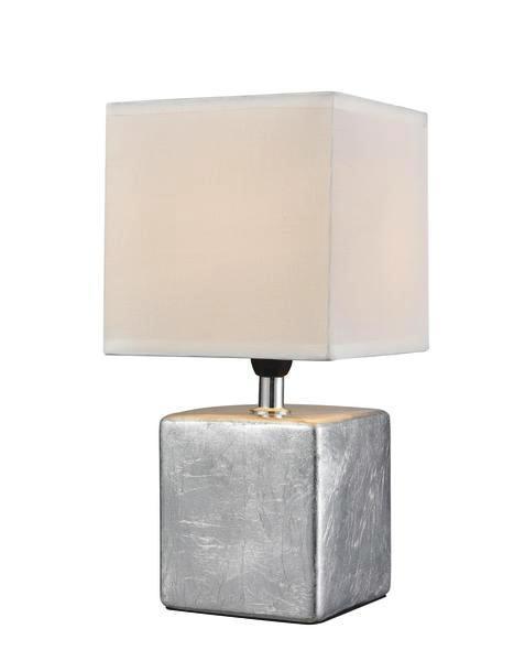 Tischleuchte Silber - Silberfarben/Creme, Basics, Keramik/Textil (14,5/28/14,5cm)