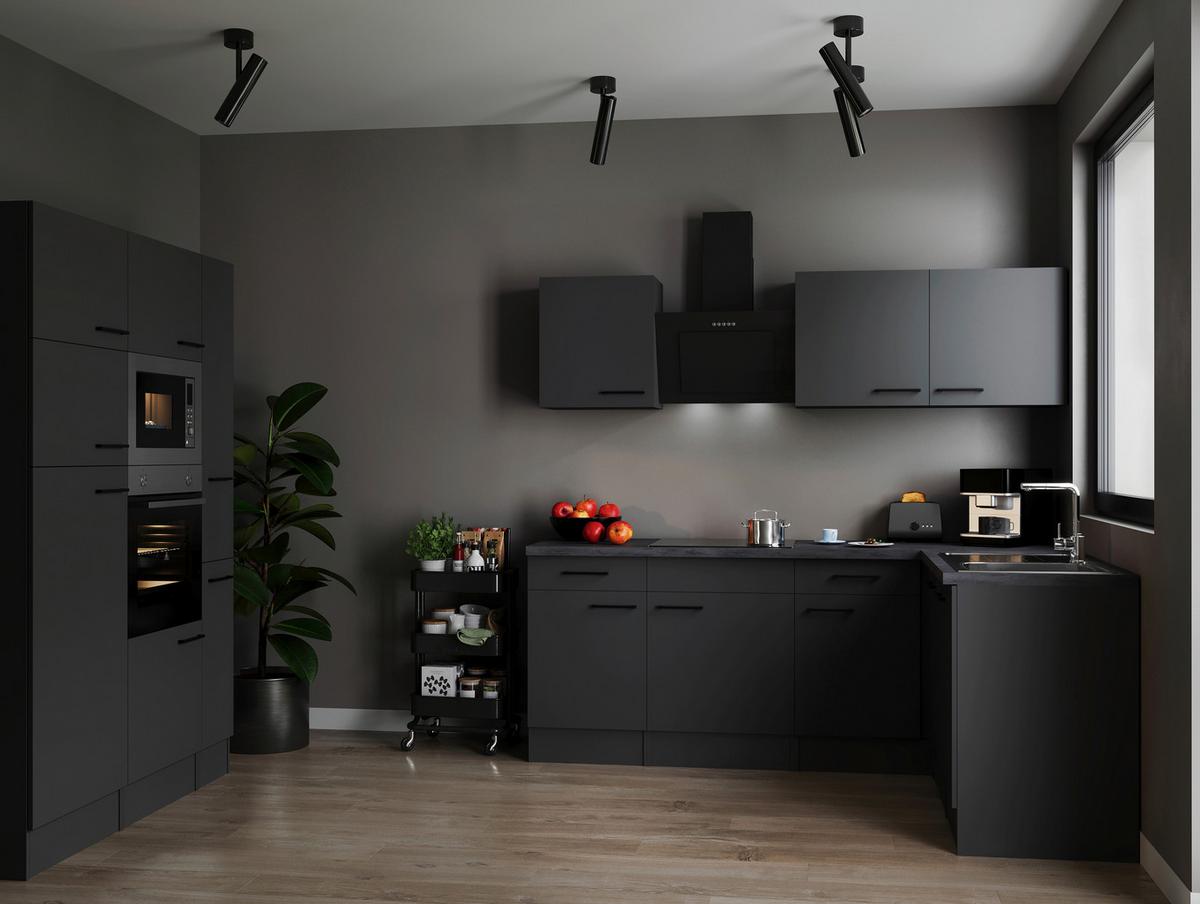 Eckküche Oliver Dunkelgrau S: 370x172cm - Dunkelgrau/Grau, Design, Holzwerkstoff (370/172cm) - Respekta