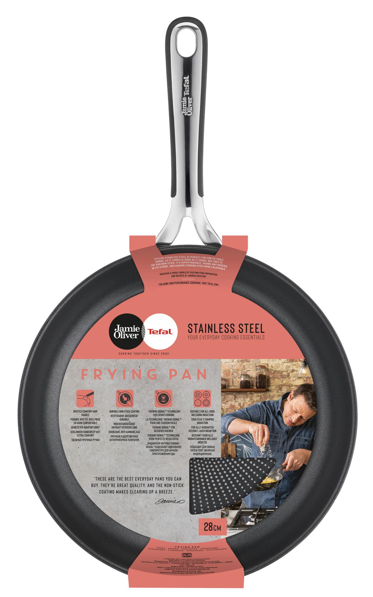 Bratpfanne Jamie Oliver Essentials - Edelstahlfarben, Basics, Metall (28cm) - Tefal