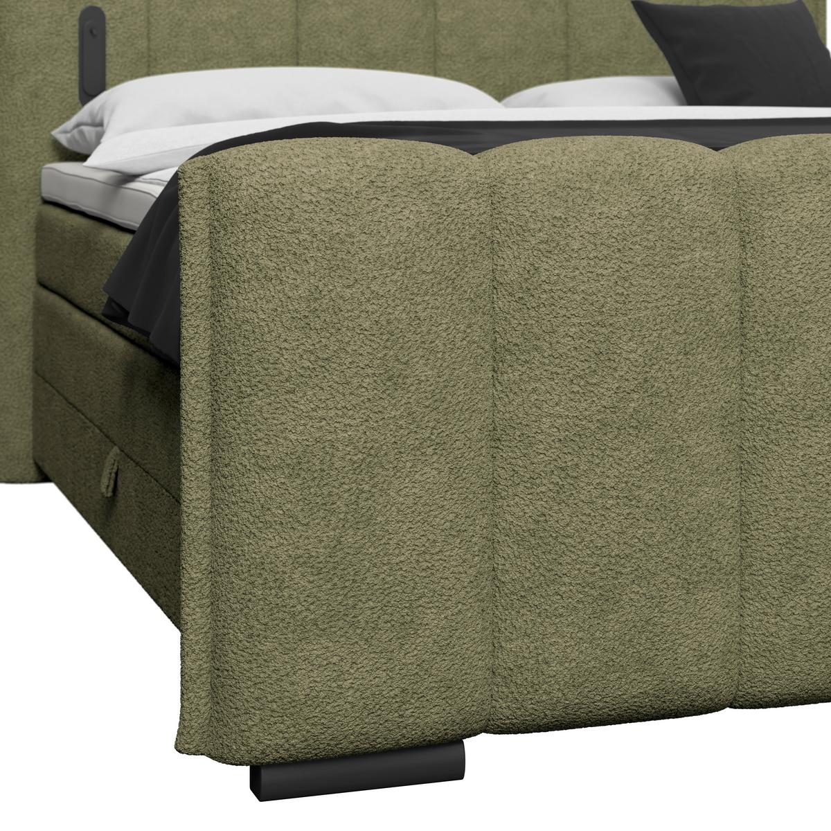 Boxspringbett Elysia inkl. Bettkasten 200x200 - Schwarz/Grün, Trend, Holz/Holzwerkstoff (200cm) - Luca Bessoni