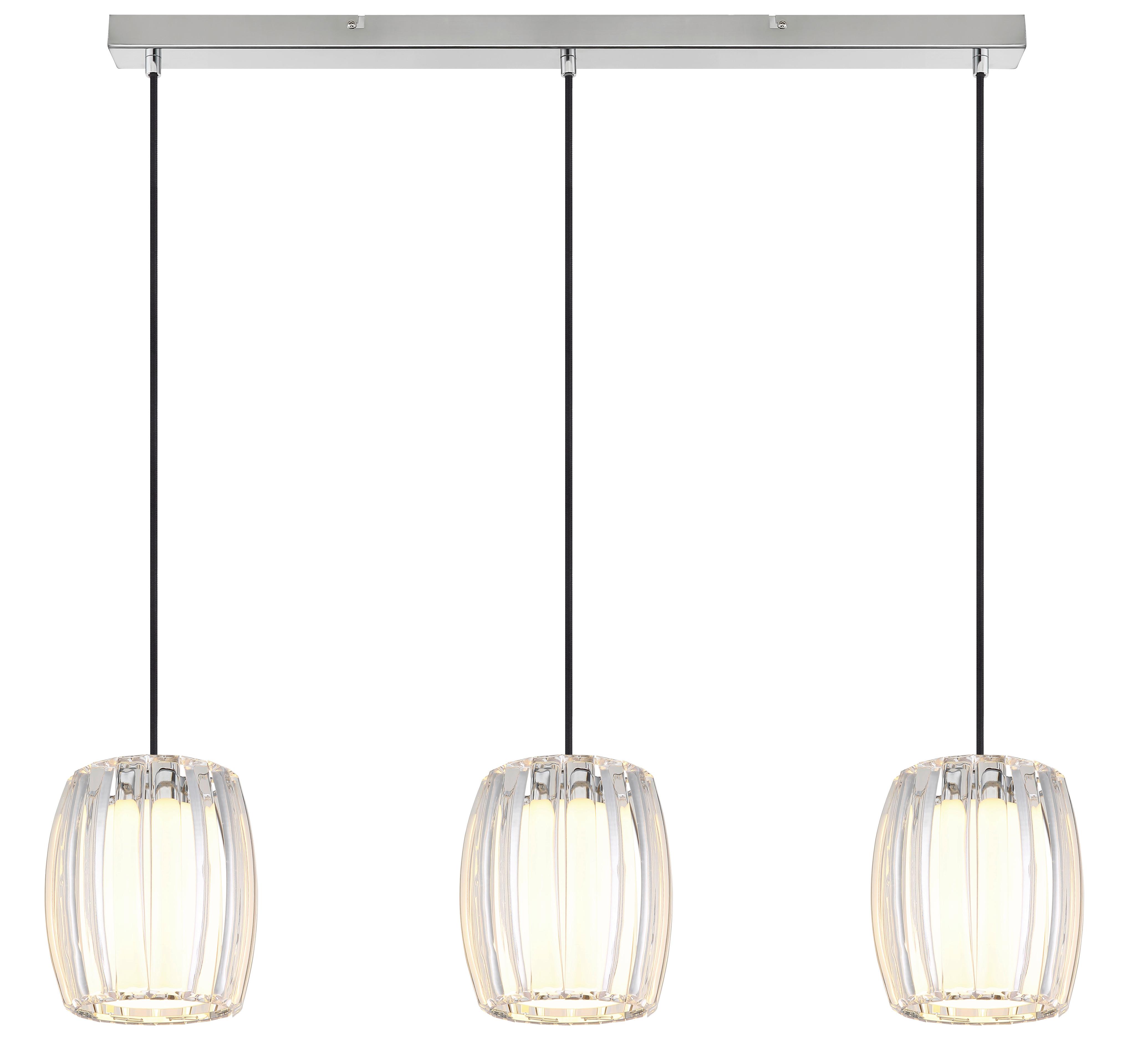 Hängeleuchte Exkl. 3xe27, 60w - Klar/Opal, Design, Glas/Kunststoff (86/18/120cm) - Globo