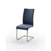 Schwingstuhl Arco 2 Leder Hellblau B: 43 cm - Edelstahlfarben/Dunkelblau, KONVENTIONELL, Leder/Metall (43/102/52cm)