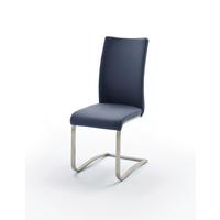 Schwingstuhl Arco 2 Leder Hellblau B: 43 Cm - Edelstahlfarben/Dunkelblau, KONVENTIONELL, Leder/Metall (43/102/52cm)