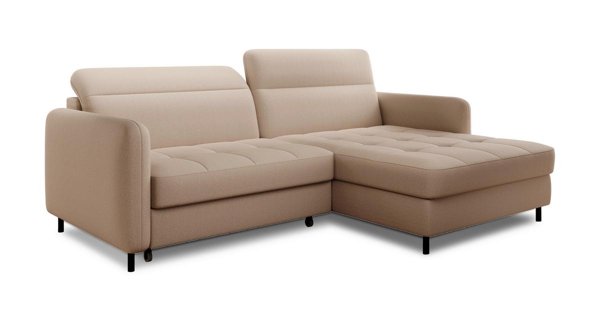 Ecksofa Gomsi Creme S: 228x165 cm - Creme/Schwarz, Design, Textil (228/165cm) - MID.YOU