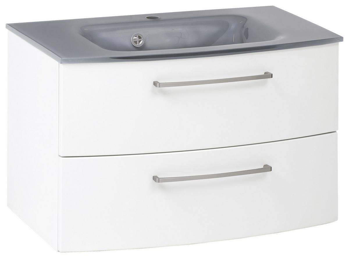 Badmöbel-set 3-tlg. Inkl. Led Stockholm 80cm Grau - Weiß/Grau, KONVENTIONELL, Glas/Holzwerkstoff (80cm) - Held