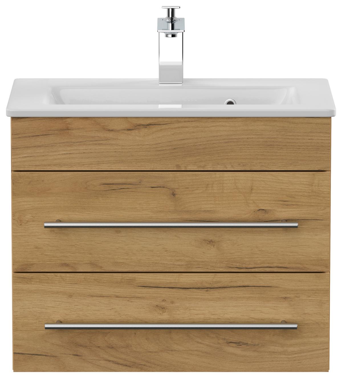 Badezimmer Portus Eiche Dekor B: 60,6 cm - Eichefarben/Weiß, MODERN, Keramik/Holzwerkstoff (60,6cm) - MID.YOU