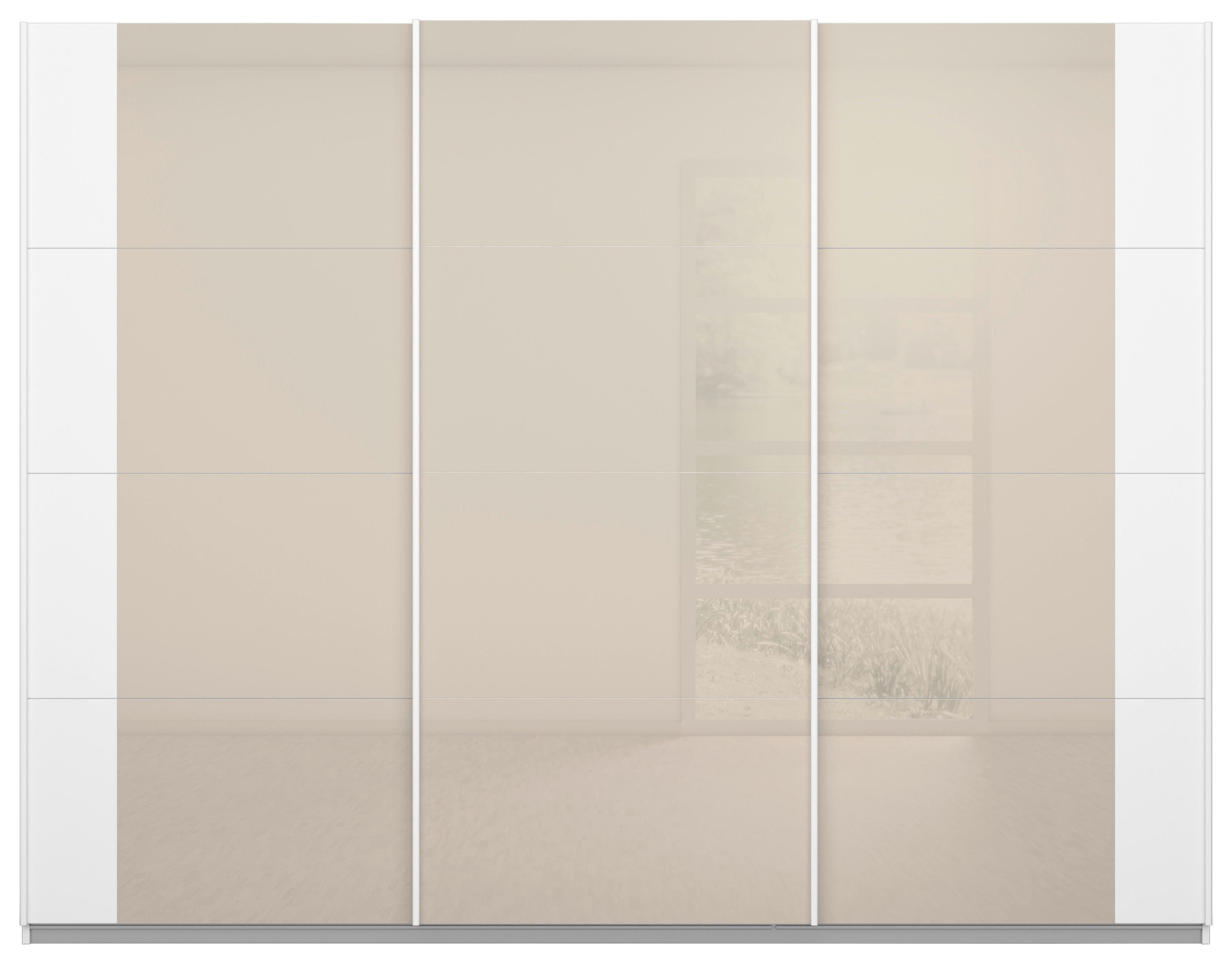 Schwebetürenschrank Artemis B: 271 cm Weiß/Champagner - Champagner/Weiß, MODERN, Glas/Holzwerkstoff (271/210/62cm) - Rauch Möbel