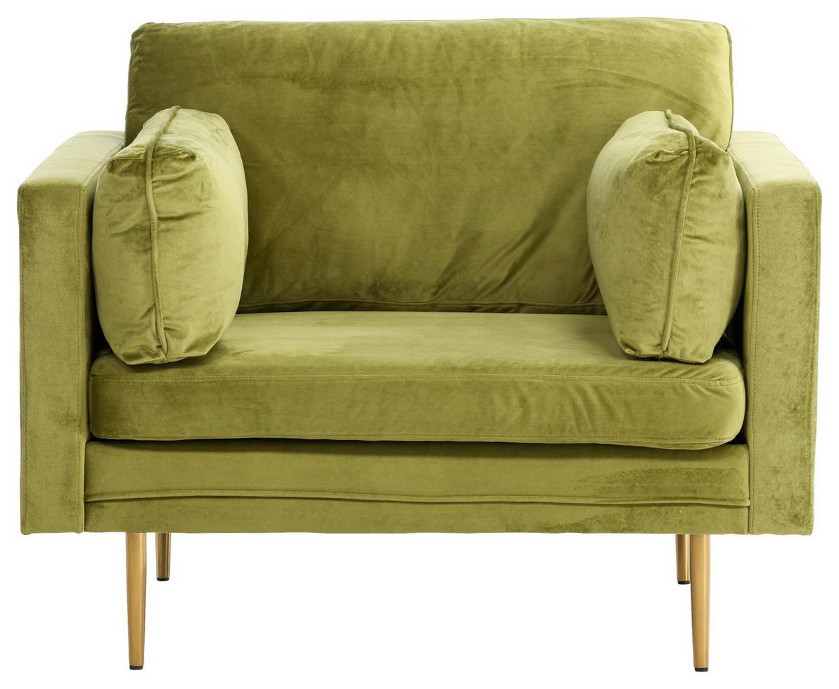 Sessel Boom - Goldfarben/Grün, Design, Textil/Metall (110/84/86cm) - Livetastic