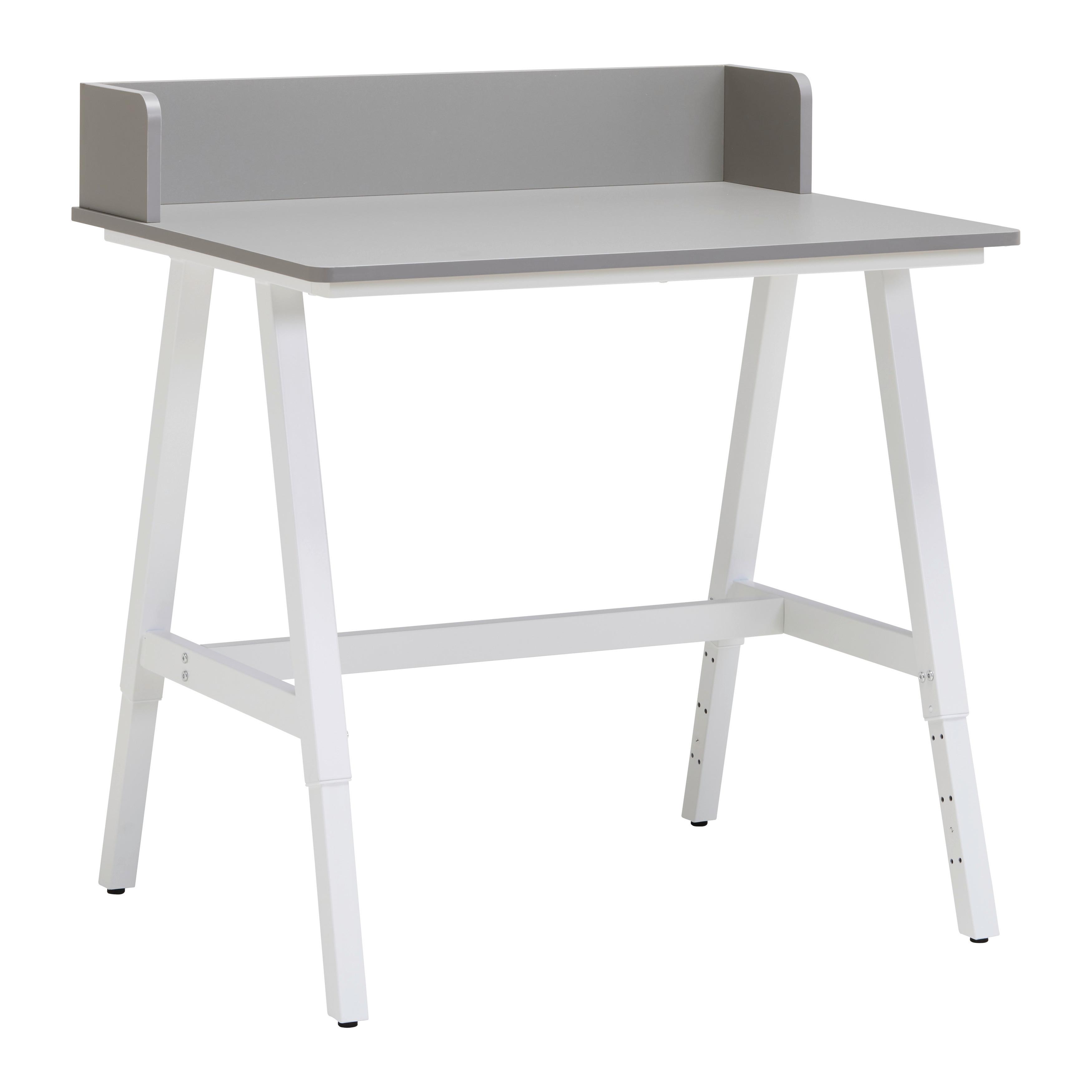 Písací stôl EMMELIE - sivá/biela, Modern, kov/kompozitné drevo (80/54-85/60cm) - Mömax