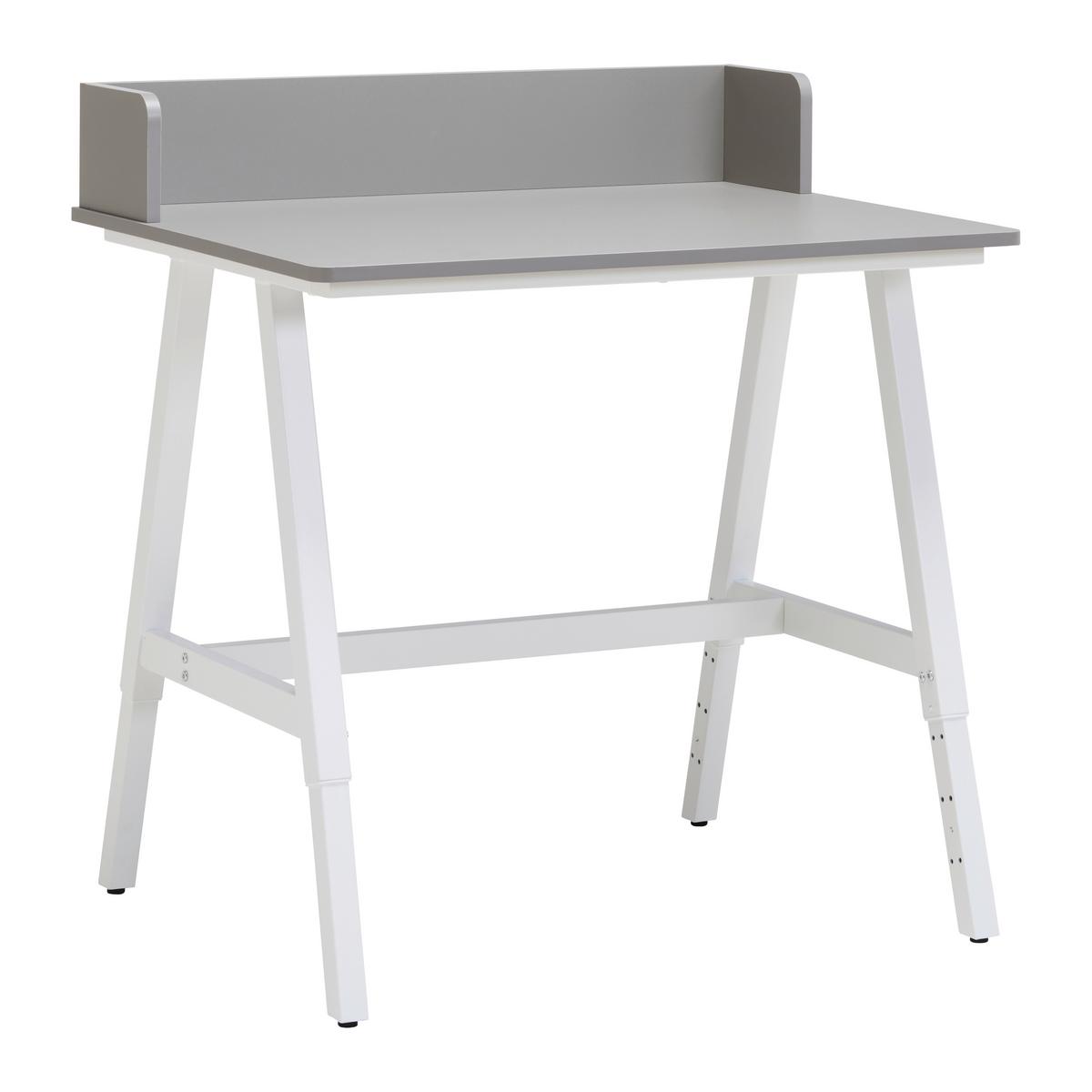 Písací stôl EMMELIE - sivá/biela, Modern, kov/kompozitné drevo (80/54-85/60cm) - Mömax