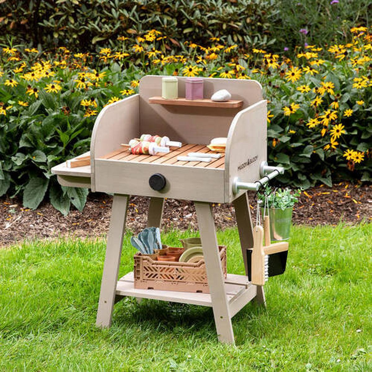 Kindergrill BBQ Chef Holz Grau LxBxH: 68x37x79 cm - Grau, Basics, Holz (68/37/79cm) - MUDDY BUDDY