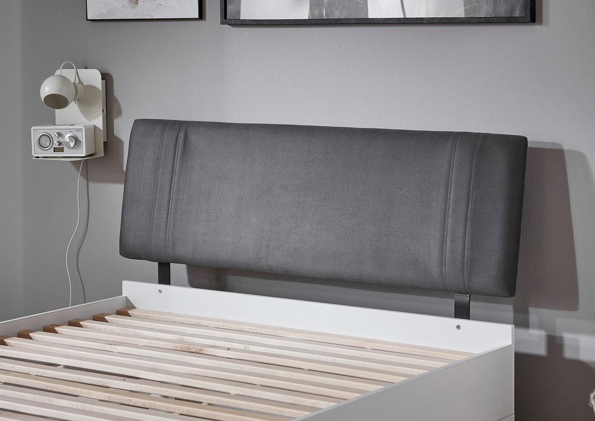 Futonbett Sandro Weiss 140x200cm - Weiß/Grau, Basics, Holzwerkstoff/Textil (204/144/98cm) - MID.YOU