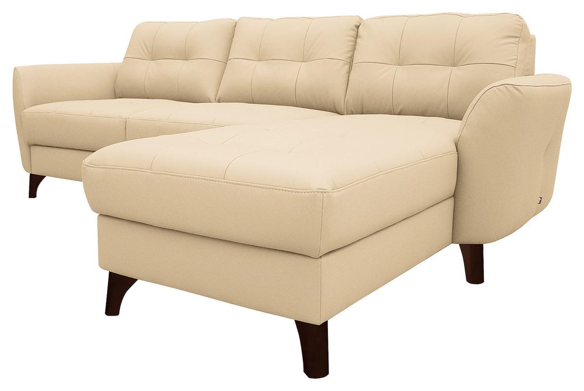 Ecksofa Nordic Beige S: 238x168 cm - Beige/Buchefarben, Design, Leder/Textil (238/168cm) - Livetastic