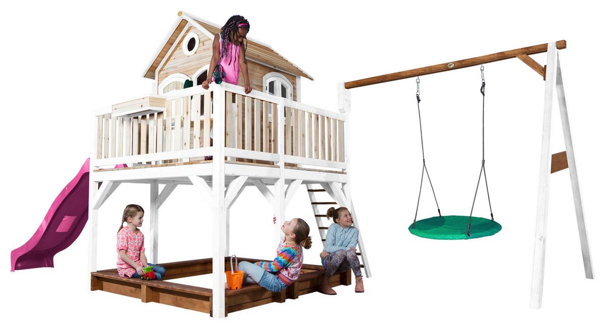 Spielturm A030.154.41 - Lila/Braun, KONVENTIONELL, Holz (613/291/277cm) - Ambia Garden