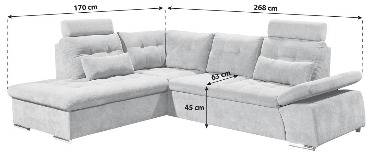 Sedací souprava s rozkladem Nalo hnědá - barvy stříbra/jílová barva, Konvenční, kompozitní dřevo/textil (170/268cm) - MID.YOU