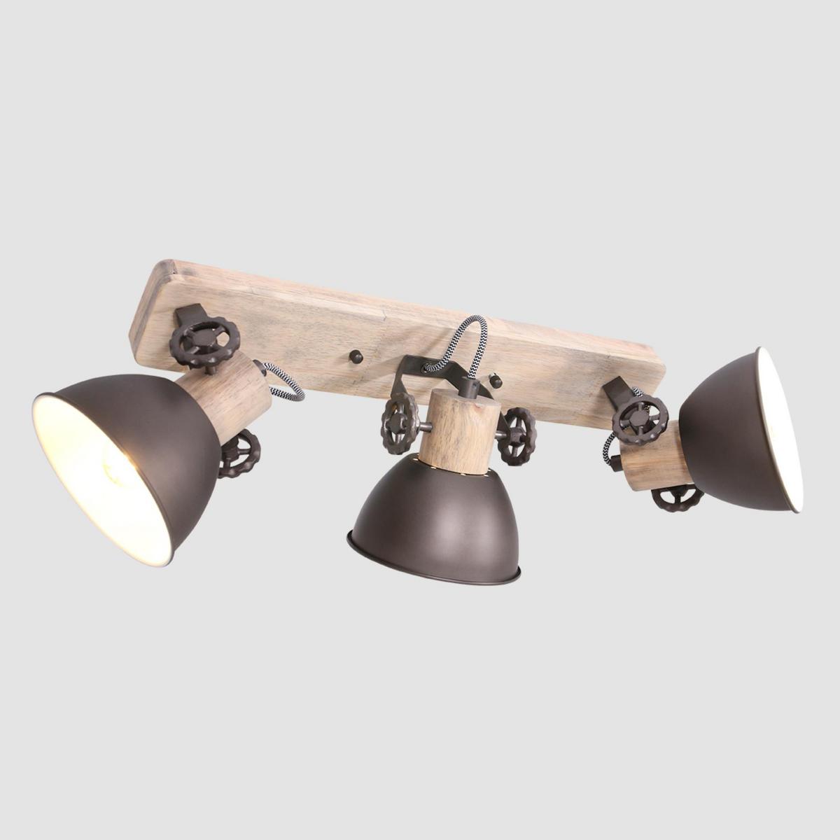 Deckenspots Gearwood - Anthrazit/Kupferfarben, Trend, Holz/Metall (59/19/23cm)
