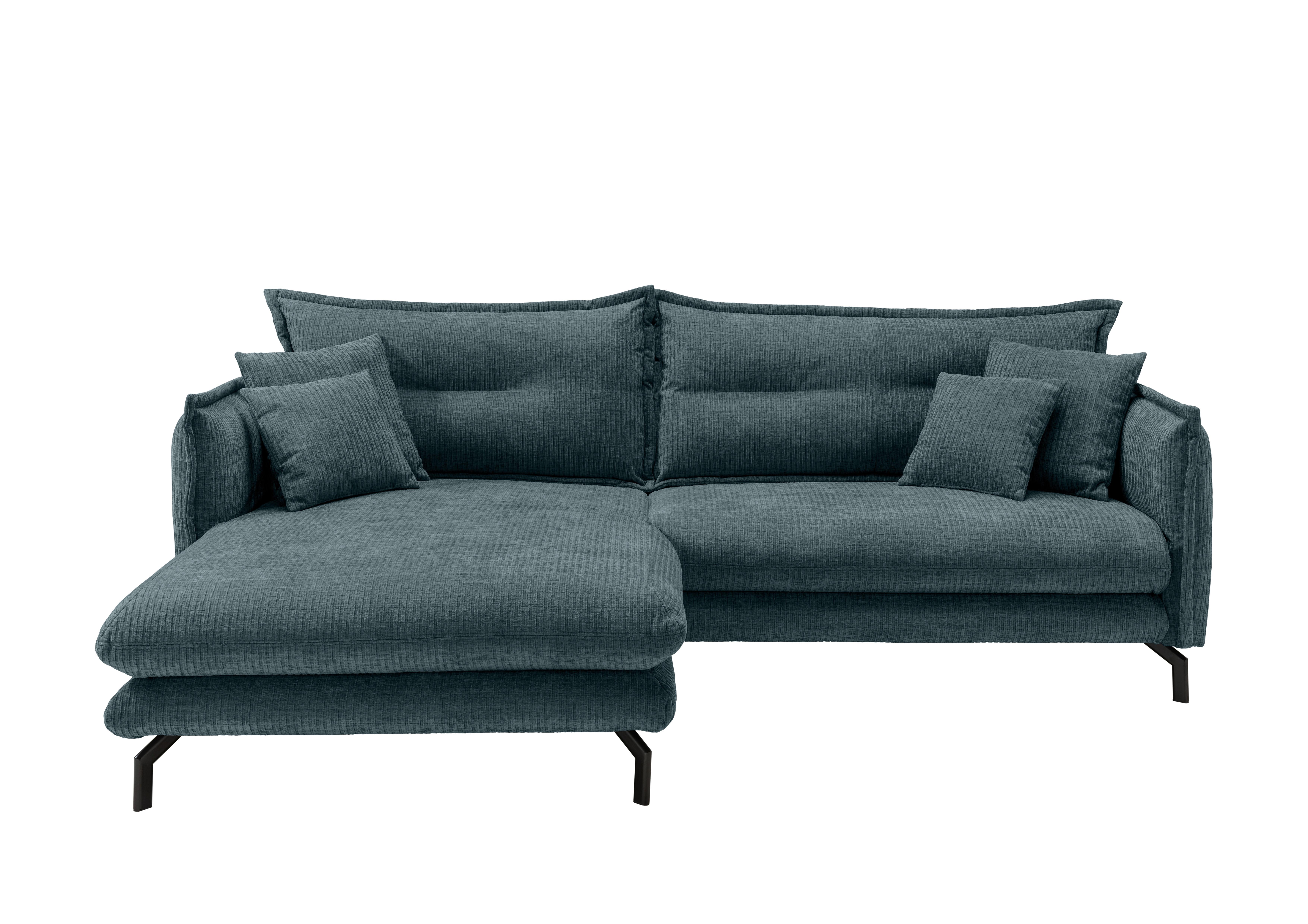 Ecksofa Lava Blau S: 180x255 cm - Blau/Schwarz, Design, Textil (180/255cm) - Livetastic