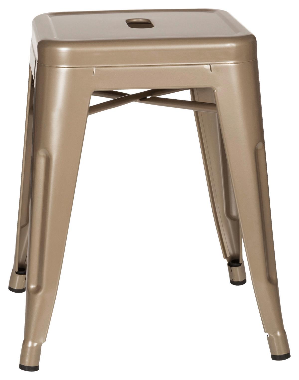 Hocker Vantaggio Stahl Champagner H: 46 cm Stapelbar - Champagner, Basics, Metall (39/46/39cm) - MID.YOU
