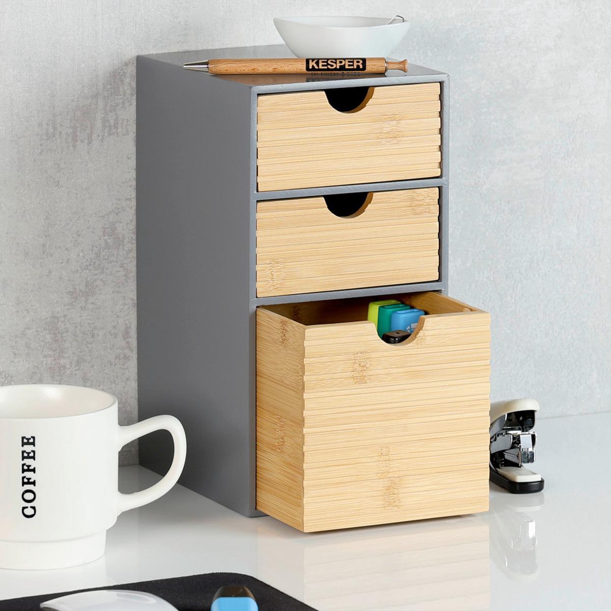 TISCHORGANIZER 58965 - Naturfarben/Grau, Basics, Naturmaterialien/Holzwerkstoff (14cm) - Kesper
