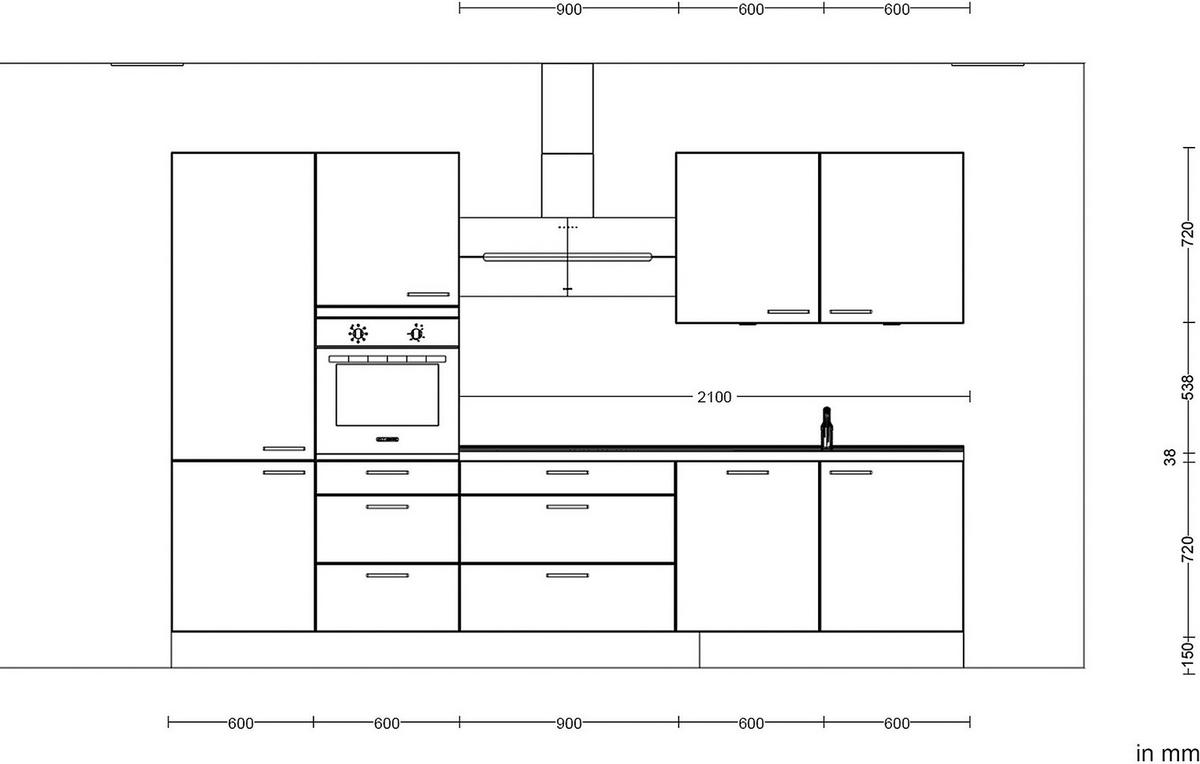 Kuchynská linka 330 cm, bridl.šedý betón/bridl.šedá - farba ušľachtilej ocele/bridlicová, Modern, kov/kompozitné drevo (330cm) - Nobilia