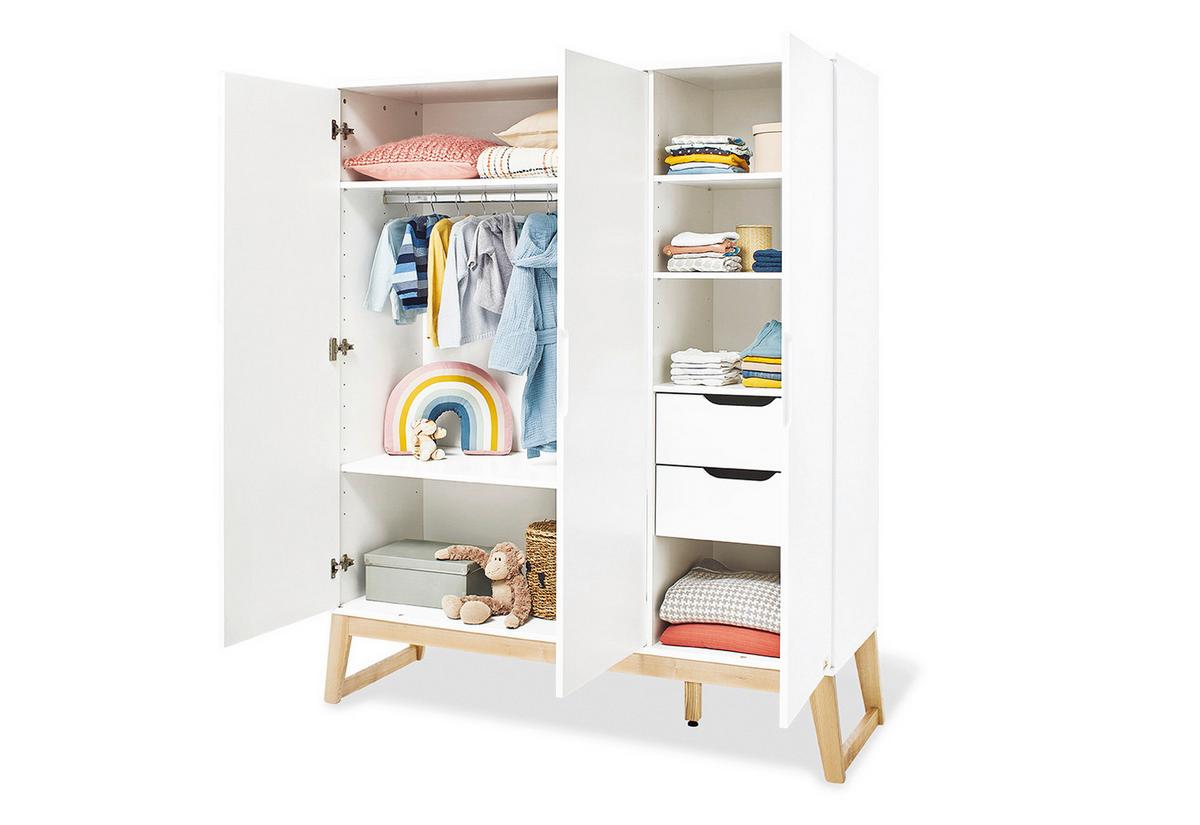 Babykleiderschrank 143466g Bridge - Eschefarben/Weiß, Design, Holz/Holzwerkstoff (156/187/52cm) - Pinolino