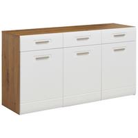 Sideboard Mit Soft-Close B: 150 cm Auris, Weiß/Eiche Dekor - MODERN, Holzwerkstoff (150/81,3/43,1cm) - Luca Bessoni