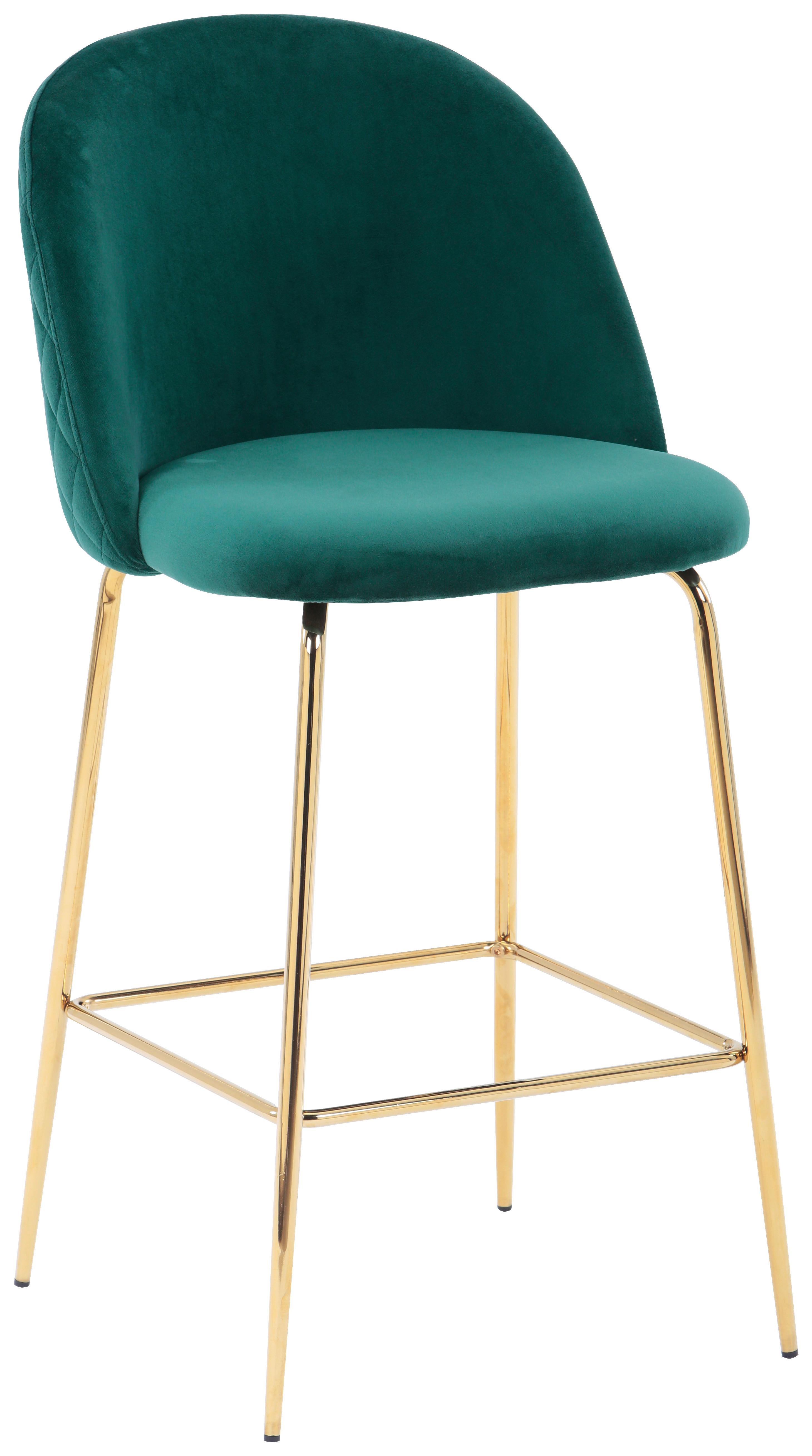 Bárszék Art Deco Bar *TOP ÁR* - arany/zöld, Modern, textil/fa (50/97/55cm) - Best Price