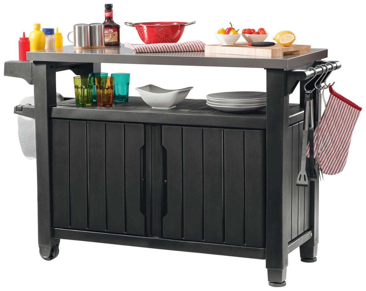 ZÁHRADNÝ PRÍRUČNÝ STOLÍK UNITY XL - grafitová, Modern, plast (134/52/90cm)