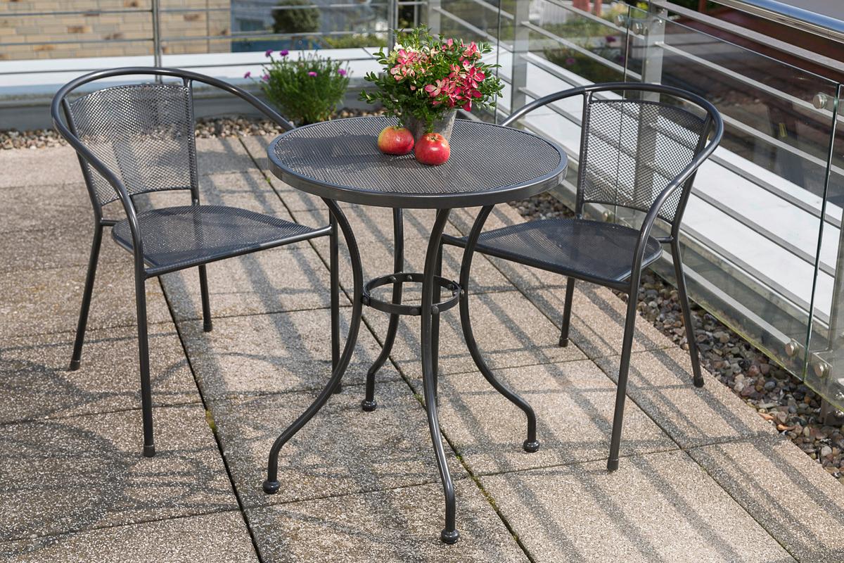 Gartentisch Delos Metall ⌀ 60 cm - Graphitfarben, MODERN, Metall (60/60/75cm) - Gardenson