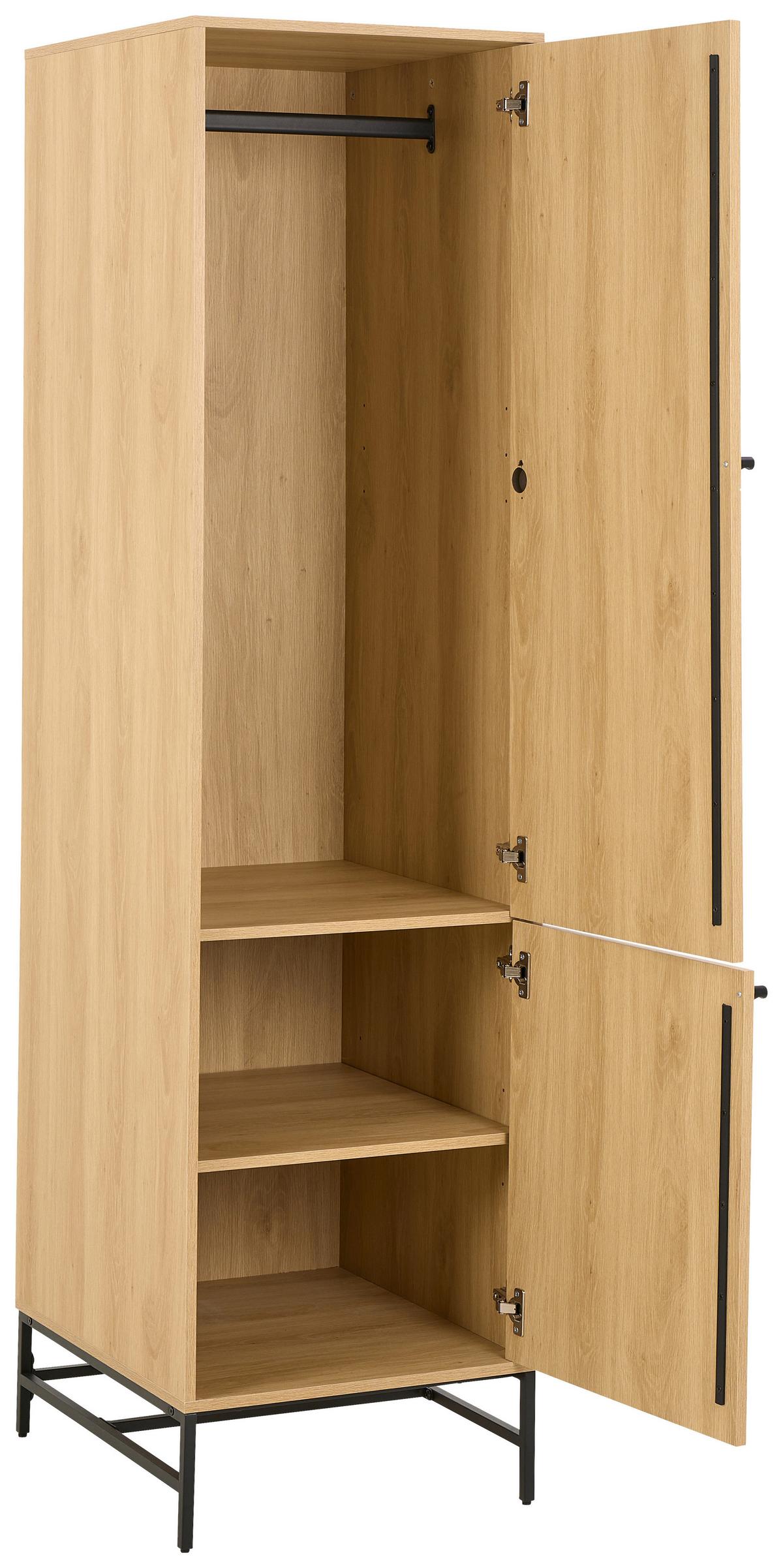 SKRIŇA S OTOČNÝMI DVERAMI ALBANY - čierna/prírodná farba, Design, kov/drevo (51,1/200/60cm)