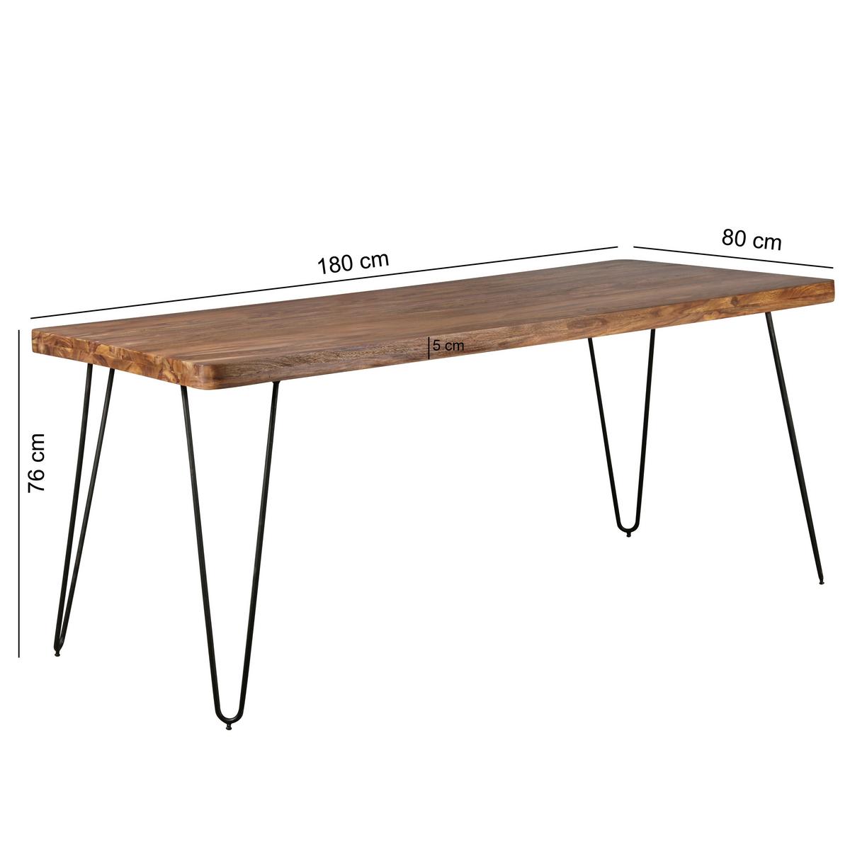 Esstisch Wl1.495 - Sheeshamfarben/Schwarz, Design, Holz/Metall (180/80/76cm) - MID.YOU