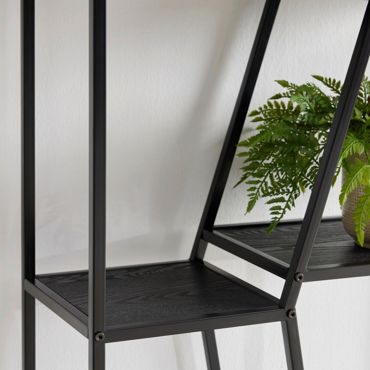 Regál AMANA čierna - čierna, Modern, kov/drevo (60/170/26cm) - Mömax