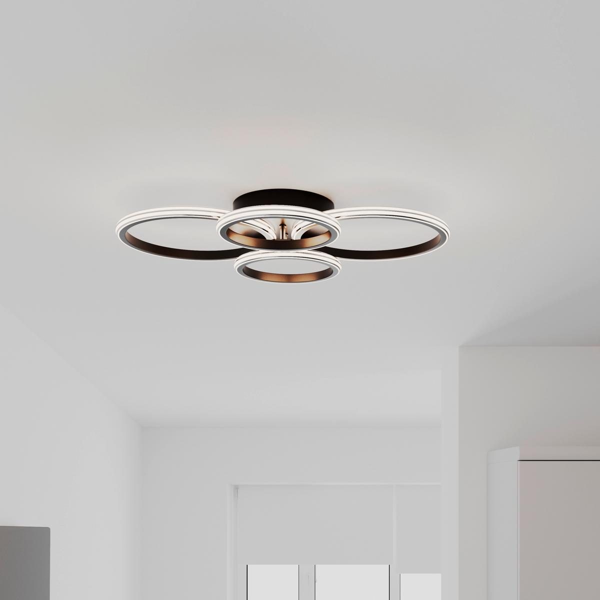 STROPNÍ LED SVÍTIDLO MAXI - černá/barvy chromu, Moderní, kov/plast (62/46/9cm) - Mömax