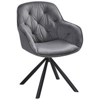 Armlehnstuhl Silvi Samt Grau 360° drehbar - Schwarz/Grau, KONVENTIONELL, Textil/Metall (62/85/62cm)