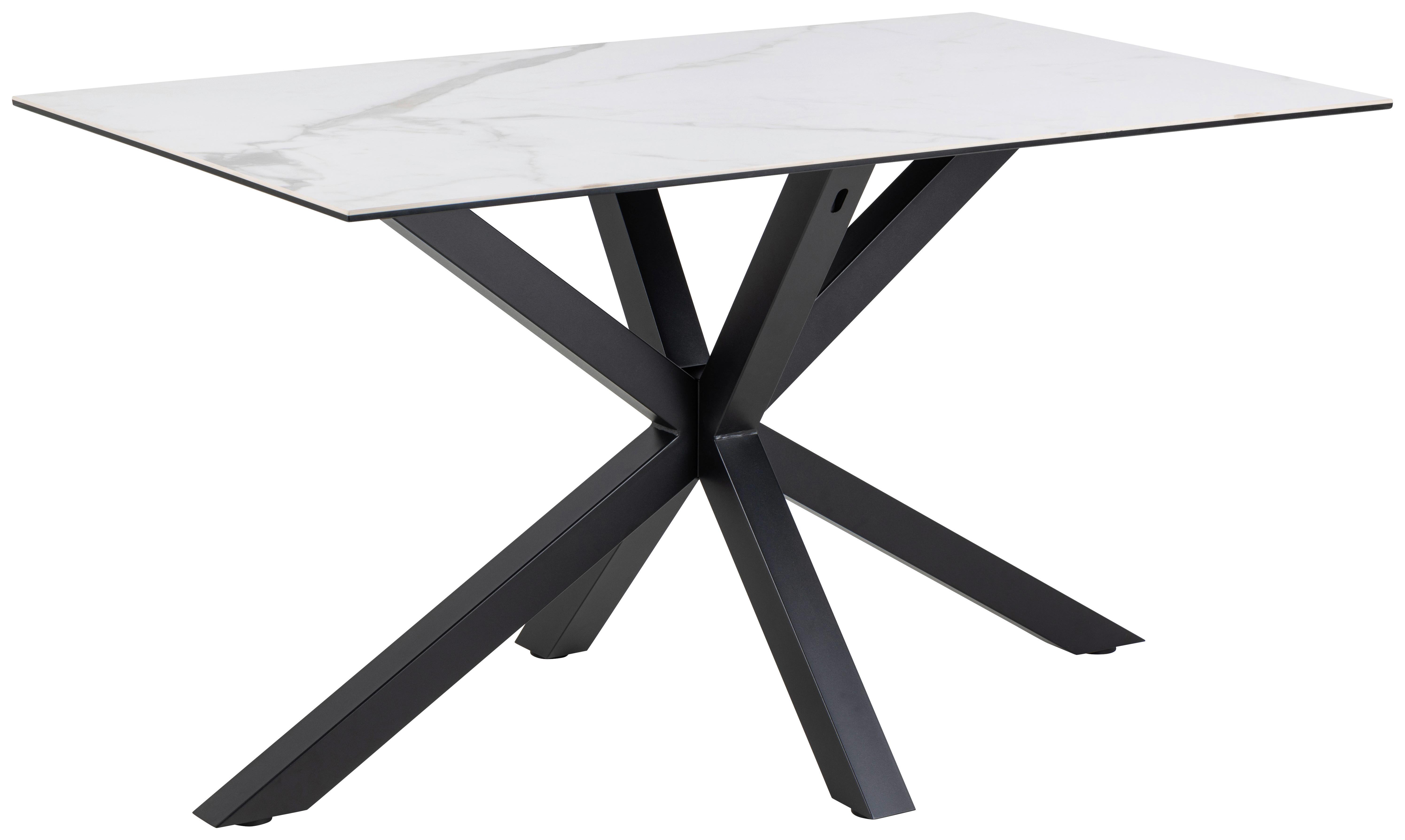 Esstisch Heaven Schwarz/Weiß B: 135 cm - Schwarz/Weiß, Trend, Keramik/Metall (135/76/80cm) - MID.YOU