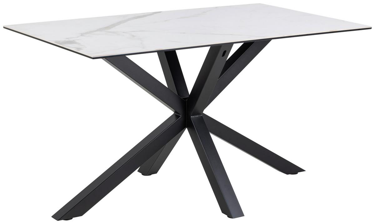 Jedálenský stôl keramika 135x80cm - čierna/biela, Trend, kov/keramika (135/76/80cm) - MID.YOU