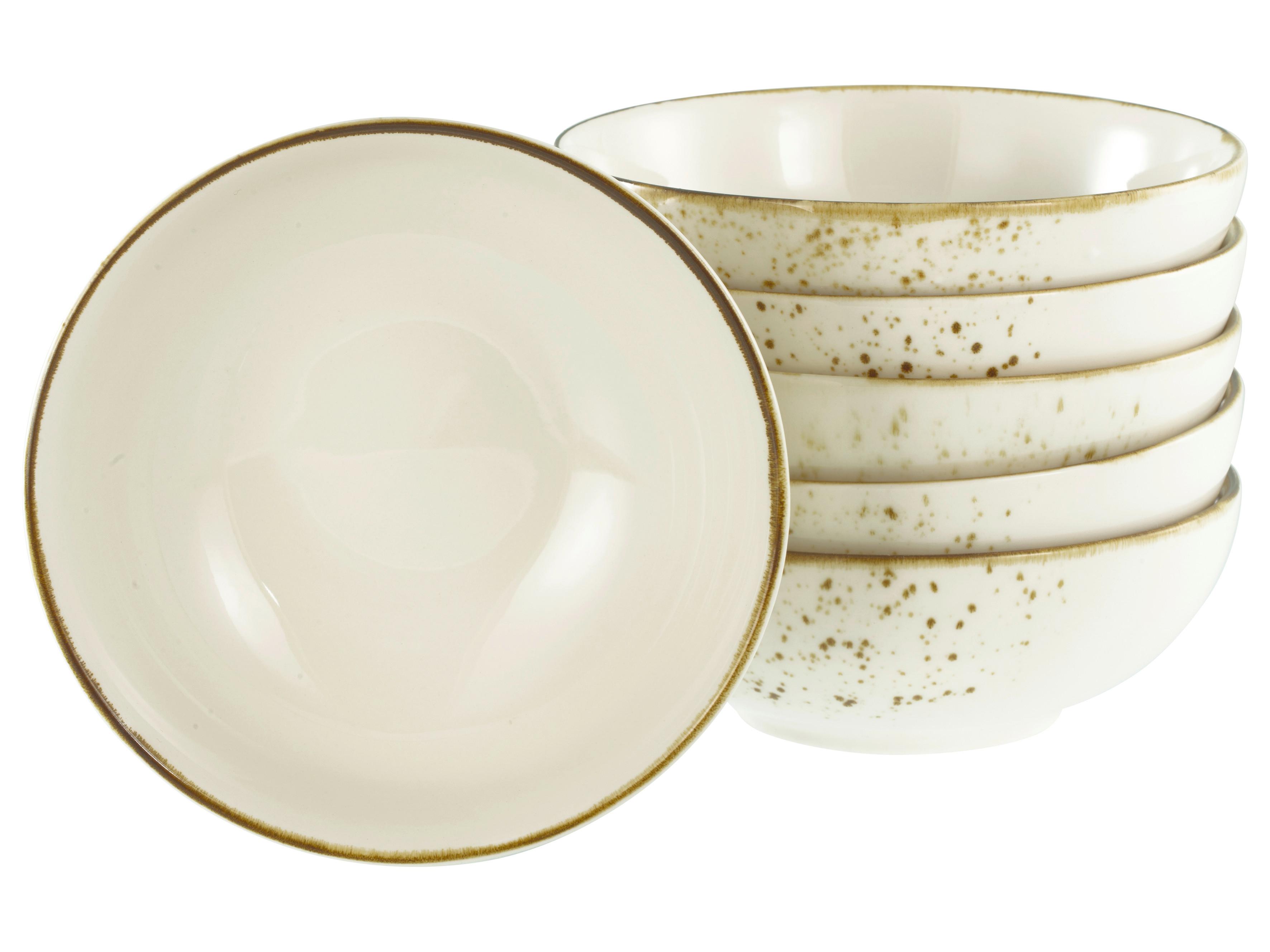 Müslischalenset, 6tlg. Steinzeug, creme