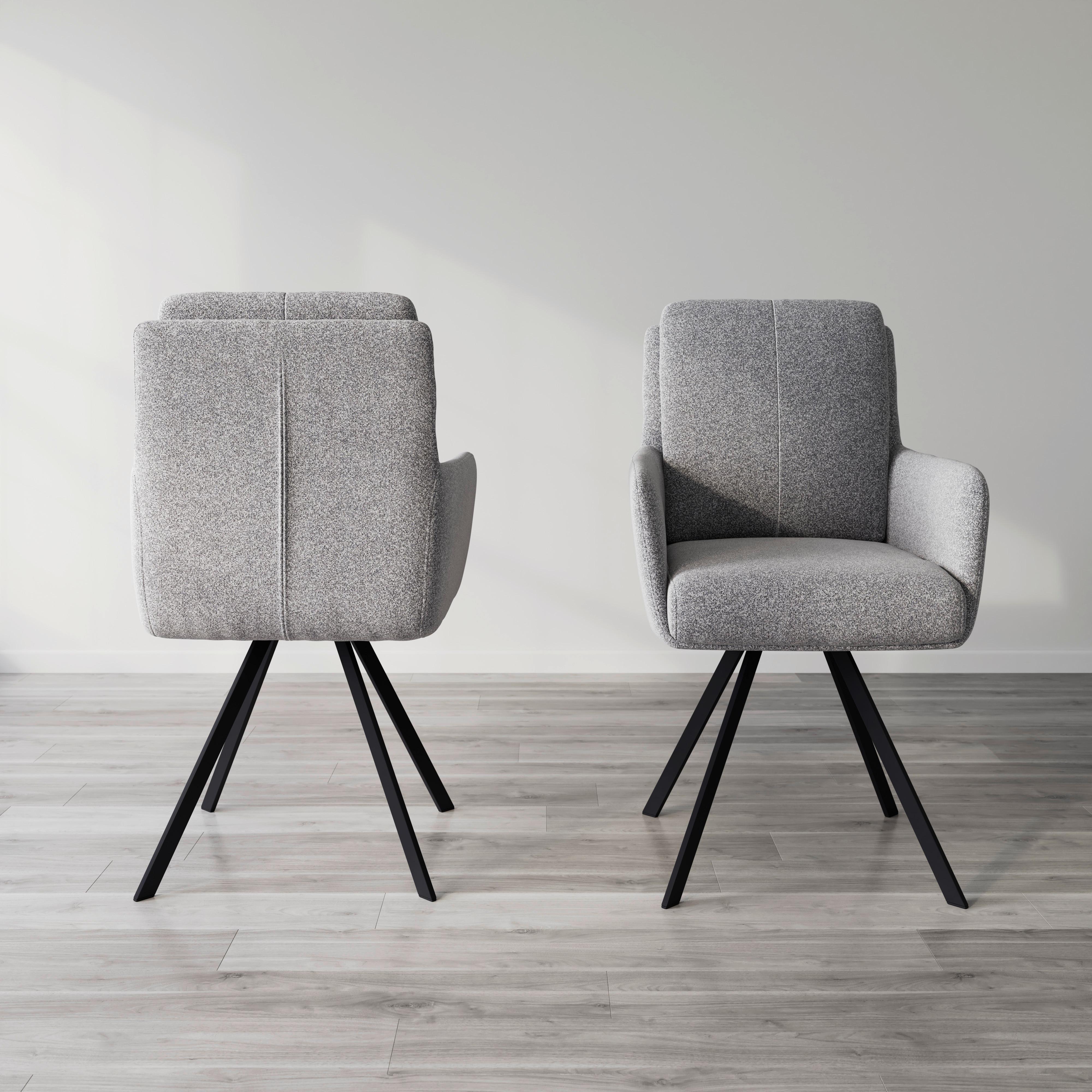ŽIDLE S PODRUČKAMI MARIE - šedá/černá, Moderní, kov/dřevo (60/95,5/65cm) - Bessagi Home
