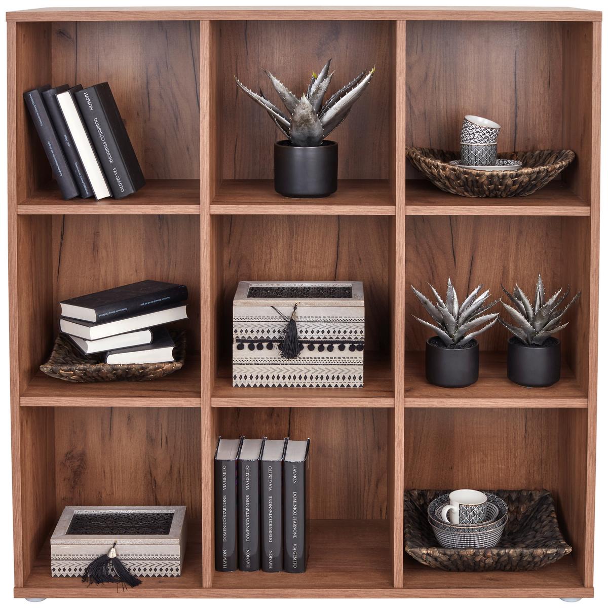 Regal Carlo CLR02 B 105,5cm, Eiche Dekor - Eichefarben/Grau, MODERN, Holzwerkstoff (105,5/107,3/35,5cm)