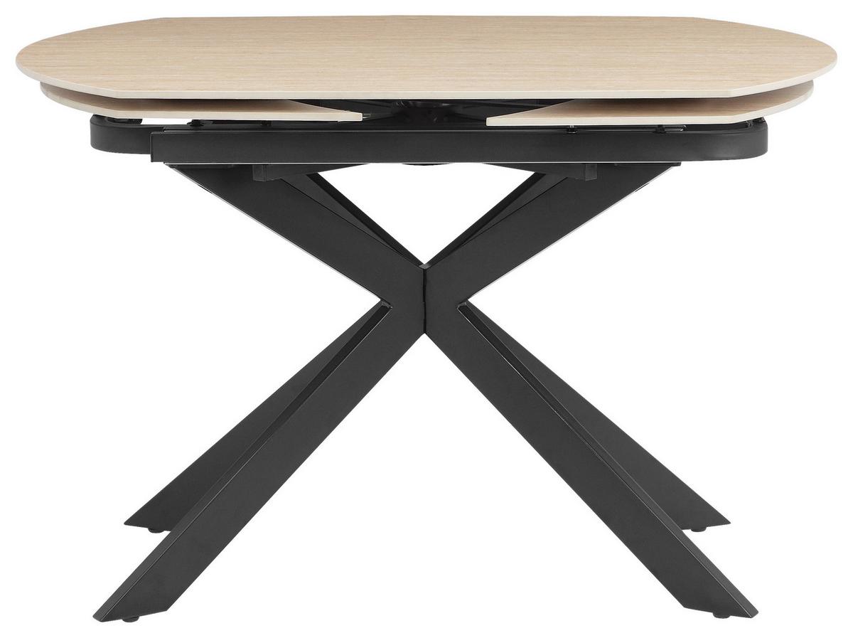 Esstisch Senna Schwarz/Beige L: 120-180 cm - Beige/Schwarz, MODERN, Stein/Metall (120-180/90/75.5-79cm) - P & B