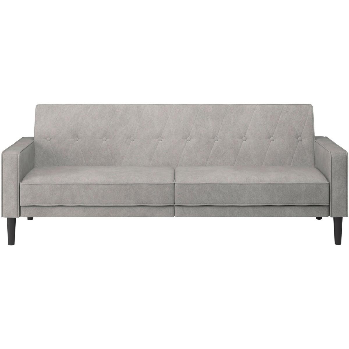 Schlafsofa Aarhus Hellgrau, mit Schlaffunktion - Hellgrau/Braun, Basics, Textil (213/81/86cm) - Livetastic