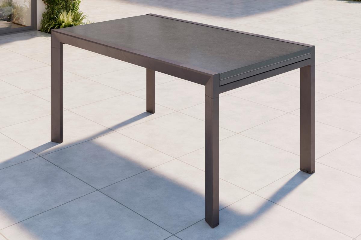 ZAHRADNÍ STŮL LISA - antracitová, Moderní, kov/sklo (150-250/90/75,5cm) - Mömax