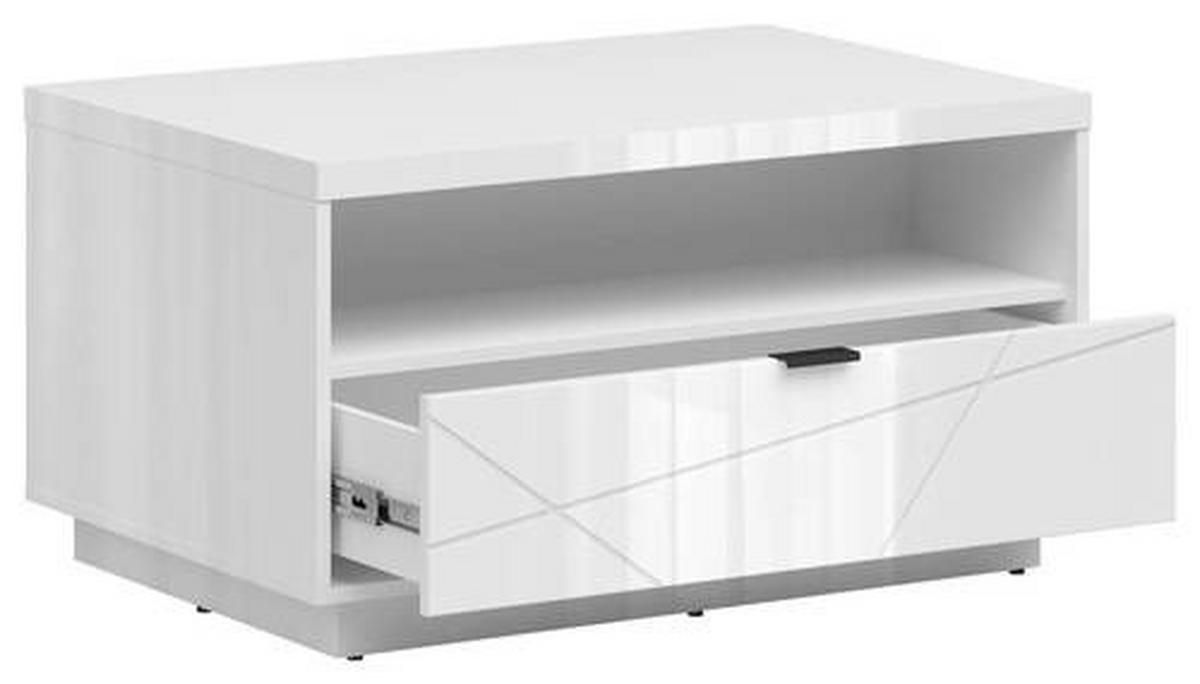 Couchtisch Forn Coffee Table - Weiß Hochglanz/Schwarz, Design, Holzwerkstoff/Kunststoff (90/60/48,5cm)