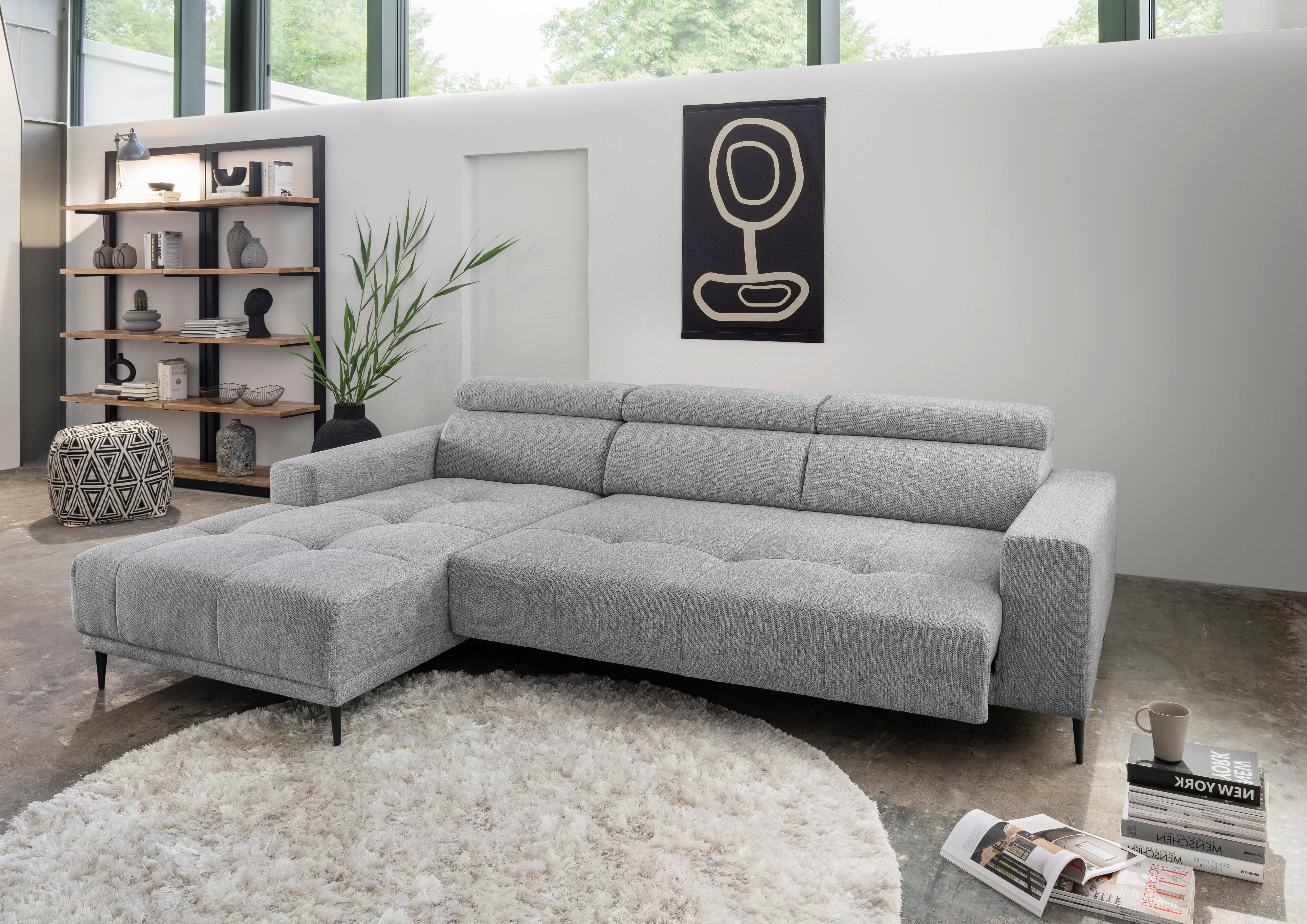 Ecksofa Intera Silberfarben S: 188x276 Cm - Silberfarben/Schwarz, KONVENTIONELL, Textil (188/276cm) - Livetastic