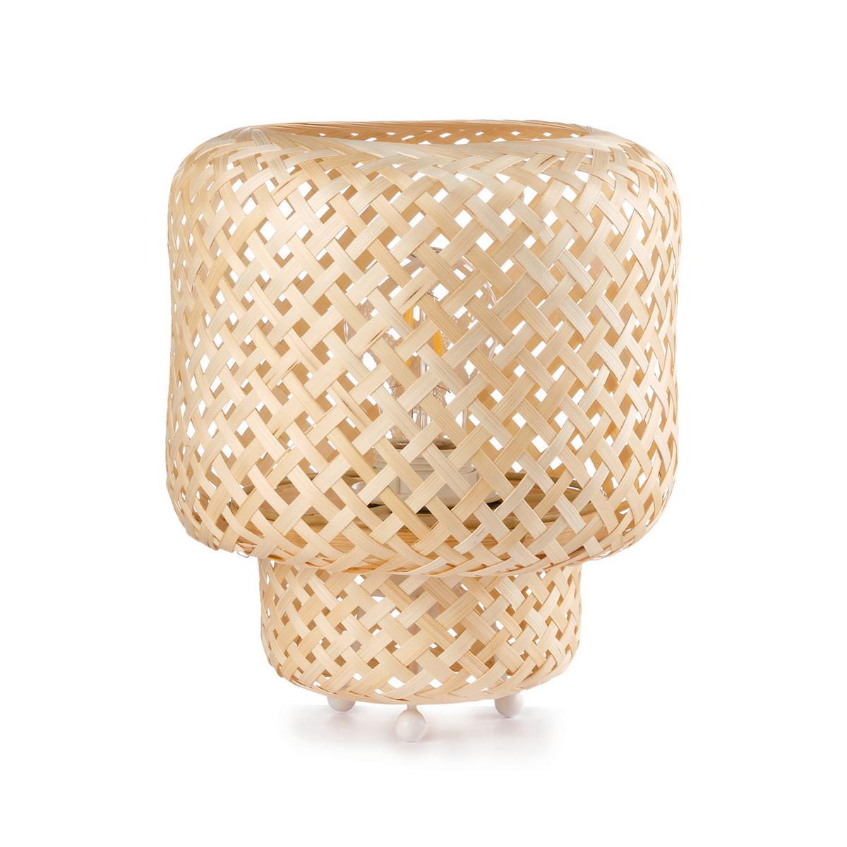 Tischleuchte Buche Dekor Weiß  L: 20 cm - Buchefarben/Weiß, Natur, Holz/Kunststoff (20/20/22cm)