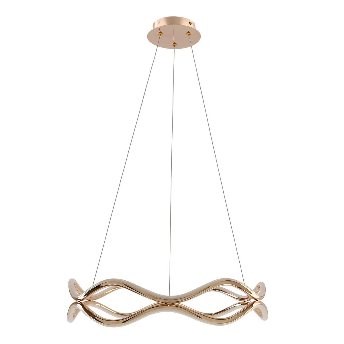 Led-pendelleuchte 34-35653 Vave - Weiß/Bronzefarben, Design, Kunststoff/Metall (50/50/100cm)