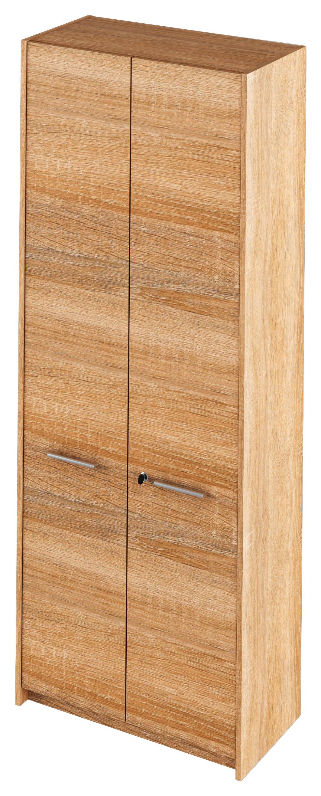 Skříň na dokumenty AUREL - barvy dubu/barvy hliníku, Moderní, kompozitní dřevo/plast (70/182,6/35cm)