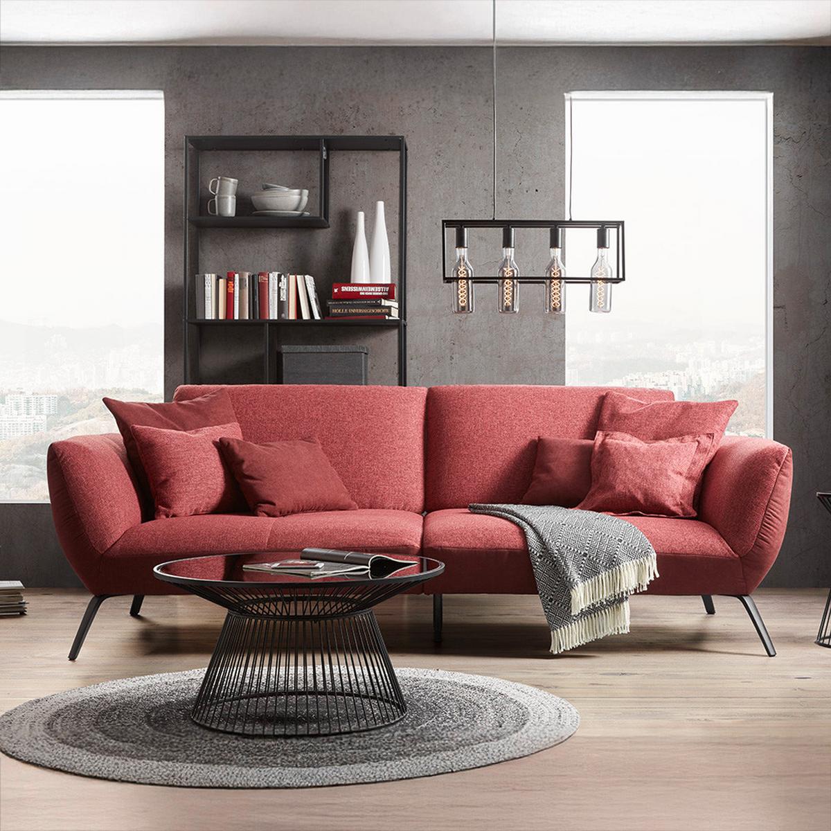 Veľká pohovka TRENDY, bordová - čierna/bordová, Modern, kompozitné drevo (260/93/124cm) - Premium Living