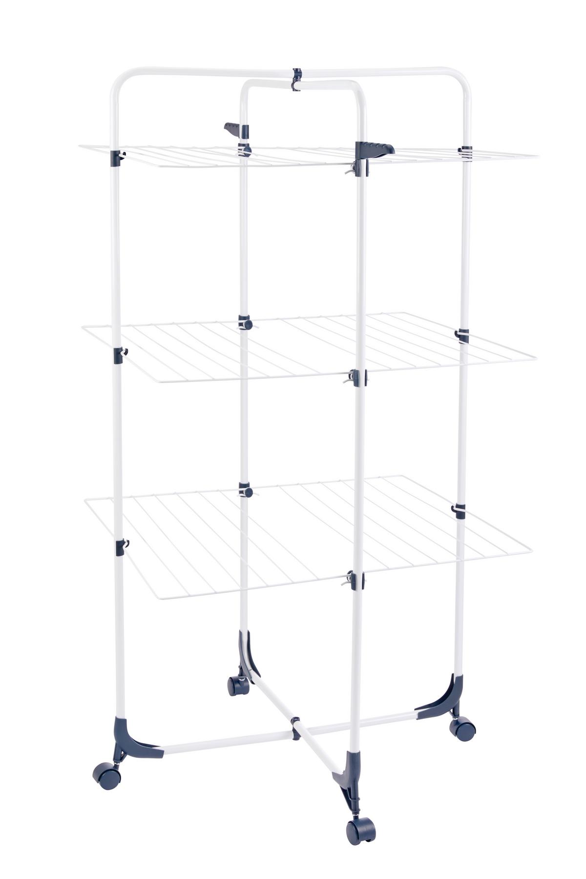 Ruhaszárító Torony Tower - sötétkék/fehér, Konventionell, műanyag/fém (70/65/136cm) - Homezone