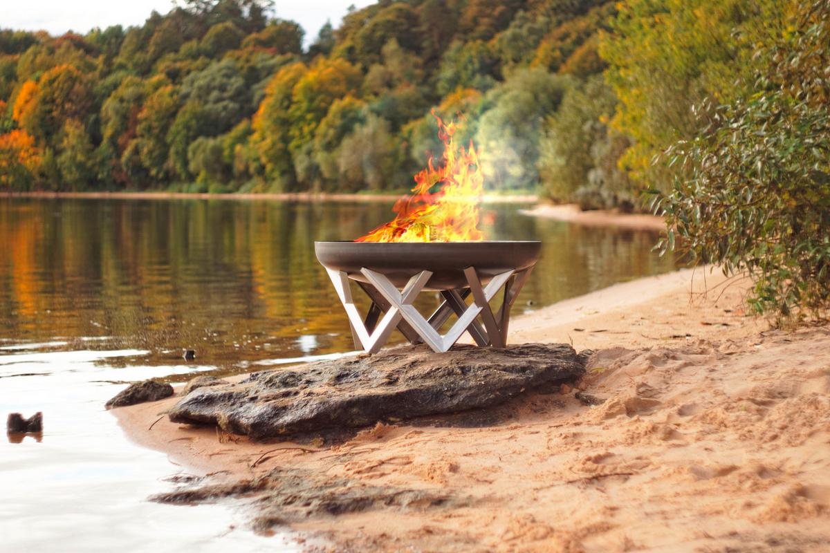 Feuerschale Ø ca. 45cm Venta L Abnehmbare Standfüße - Edelstahlfarben/Rostfarben, Basics, Metall (45/45/27cm)